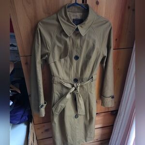 Pink Tartan Women's Dark Tan Cotton Trench Coat Size 4